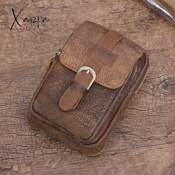 Xajzpa - Men Cowhide Leather Waist Bag Classic Texture Creative Delicate Design Chic Business Solid